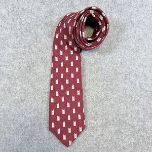 Vineyard Vines Tie Mens Red Music Notes Cathedral Tower Silk Hand Made In USA